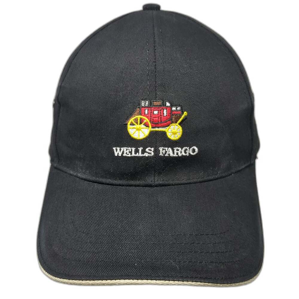Baseball Cap Black One Size Wells Fargo Stagecoach Hat Beige Piping Eyelets